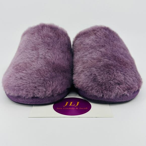 Coach Women's Zennie Signature Shearling Sheep Fur Slippers CM676 Purple Size 6 - Picture 2 of 12